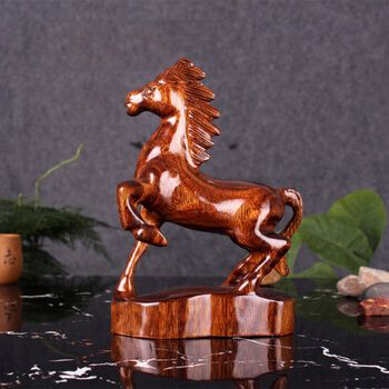 玉世世程 红木工艺品木雕马实木12十二生肖马到成功摆件 本色