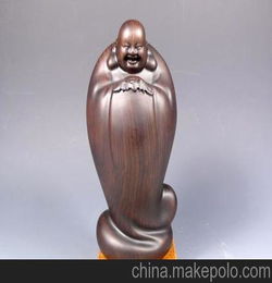 黑檀木雕五福弥勒佛人物雕像 家居商务礼品摆件 红木雕工艺品